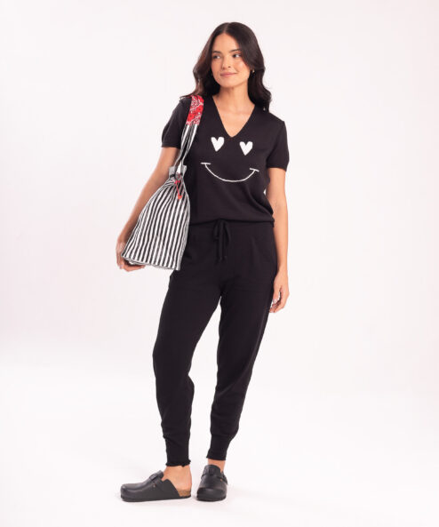 Blusa Tricot  Sorriso preta