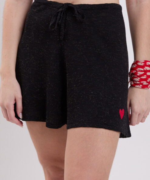 Short Confort Tricot Linho preto