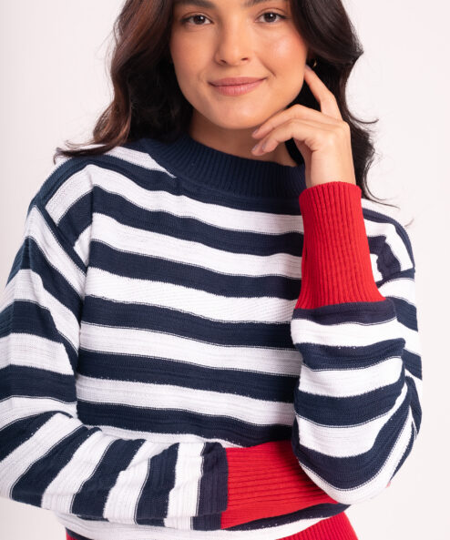 Suéter Tricot Listrada Azul