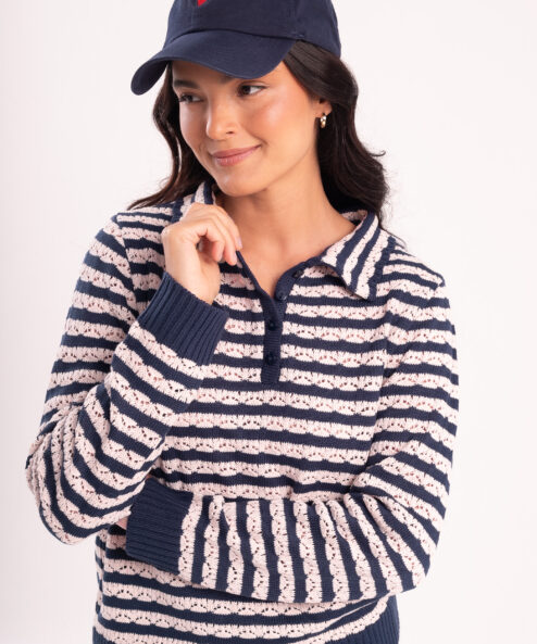 Polo Ponto Crochet Marinho