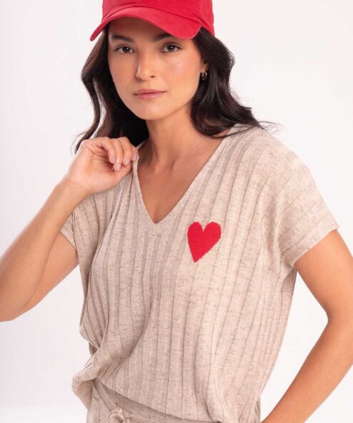 Camiseta Tricot linho Bege