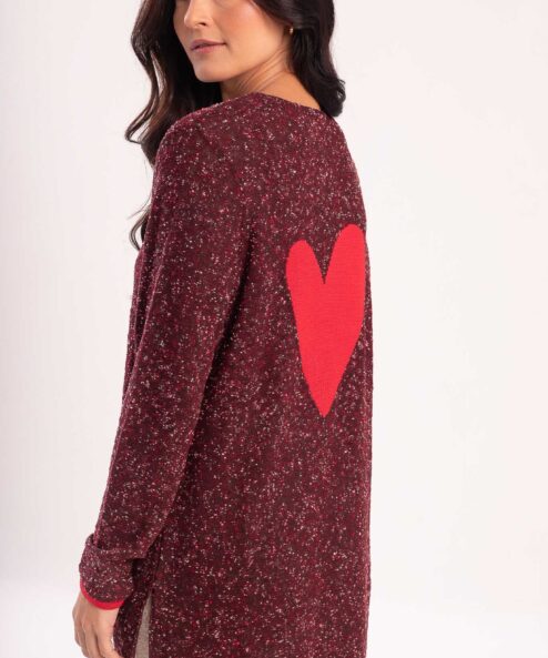 Cardigan Coração Vinho