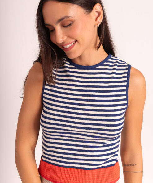 Blusa Tricot listrada Azul