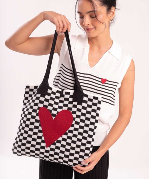Bolsa Dupla Tricot Quadriculada