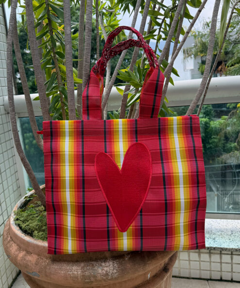 Bolsa Dupla Xadrez Vermelha com Ziper