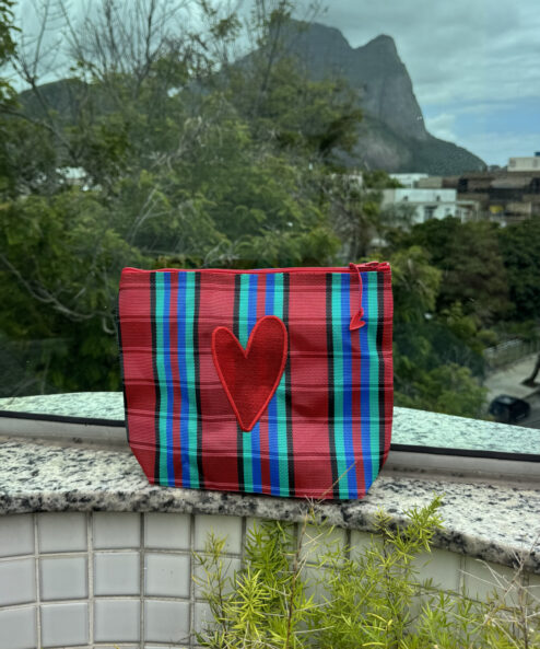 Necessaire grande Xadrez Vermelha com Azul