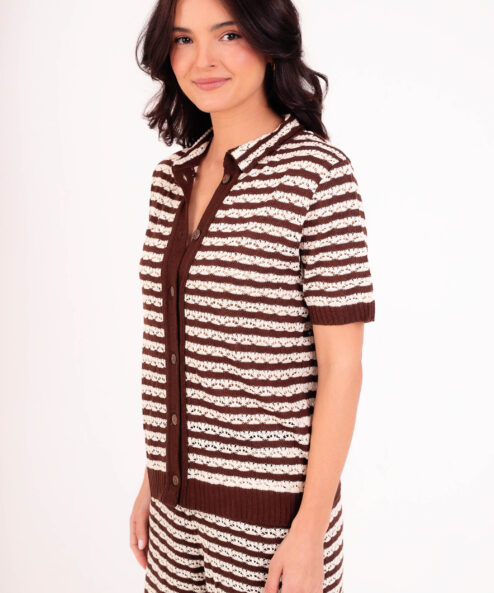 Conjunto Listra Crochet marrom