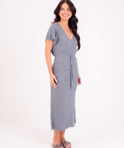 Vestido Canelado Mescla
