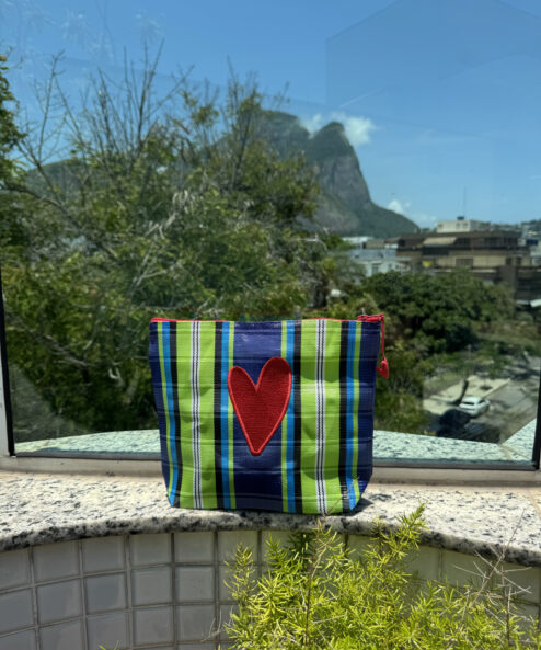 Necessaire grande Xadrez Marinho com Verde