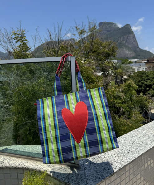 Bolsa Dupla Xadrez Marinho com Verde com zíper