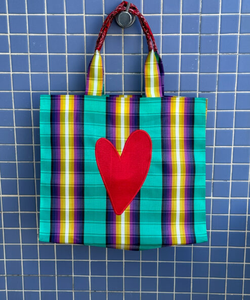 Bolsa Dupla Xadrez Verde Agua com Roxo Personalizável