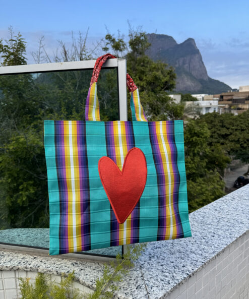 Bolsa Dupla Xadrez Verde Agua com Roxo Personalizável