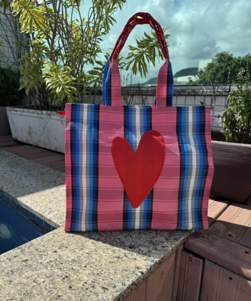 Bolsa Dupla Xadrez Rosa com zíper